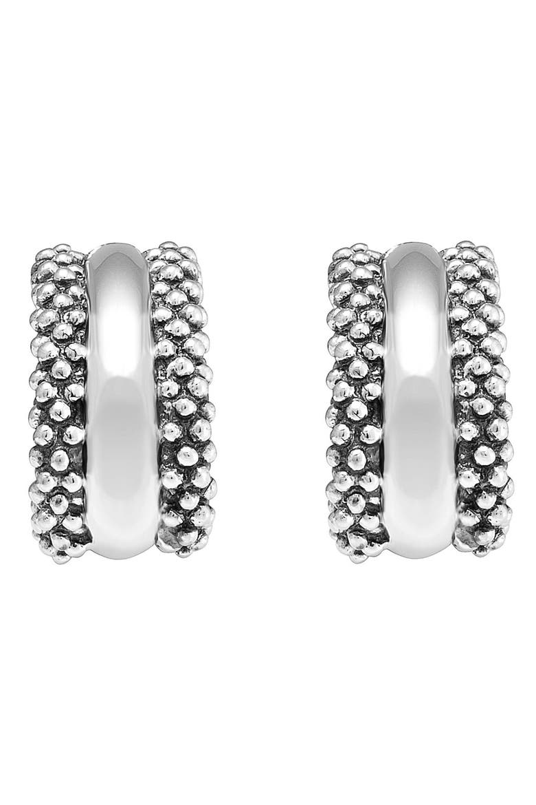 Caviar™ Sterling Silver Hoop Earrings, Alternate, color, STERLING SILVER