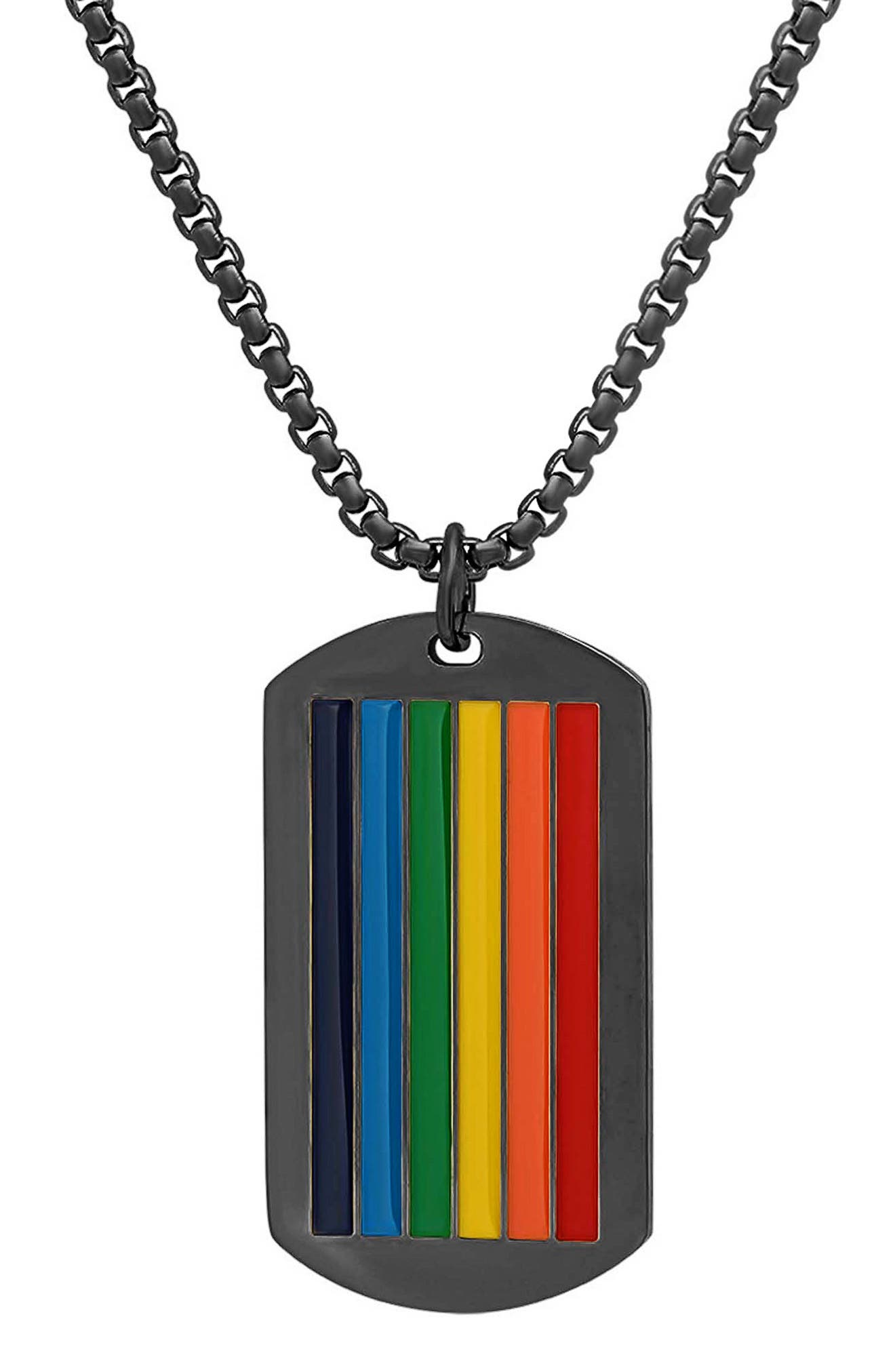 Men's Enamel Dog Tag Pendant Necklace