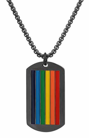 Men's Enamel Dog Tag Pendant Necklace
