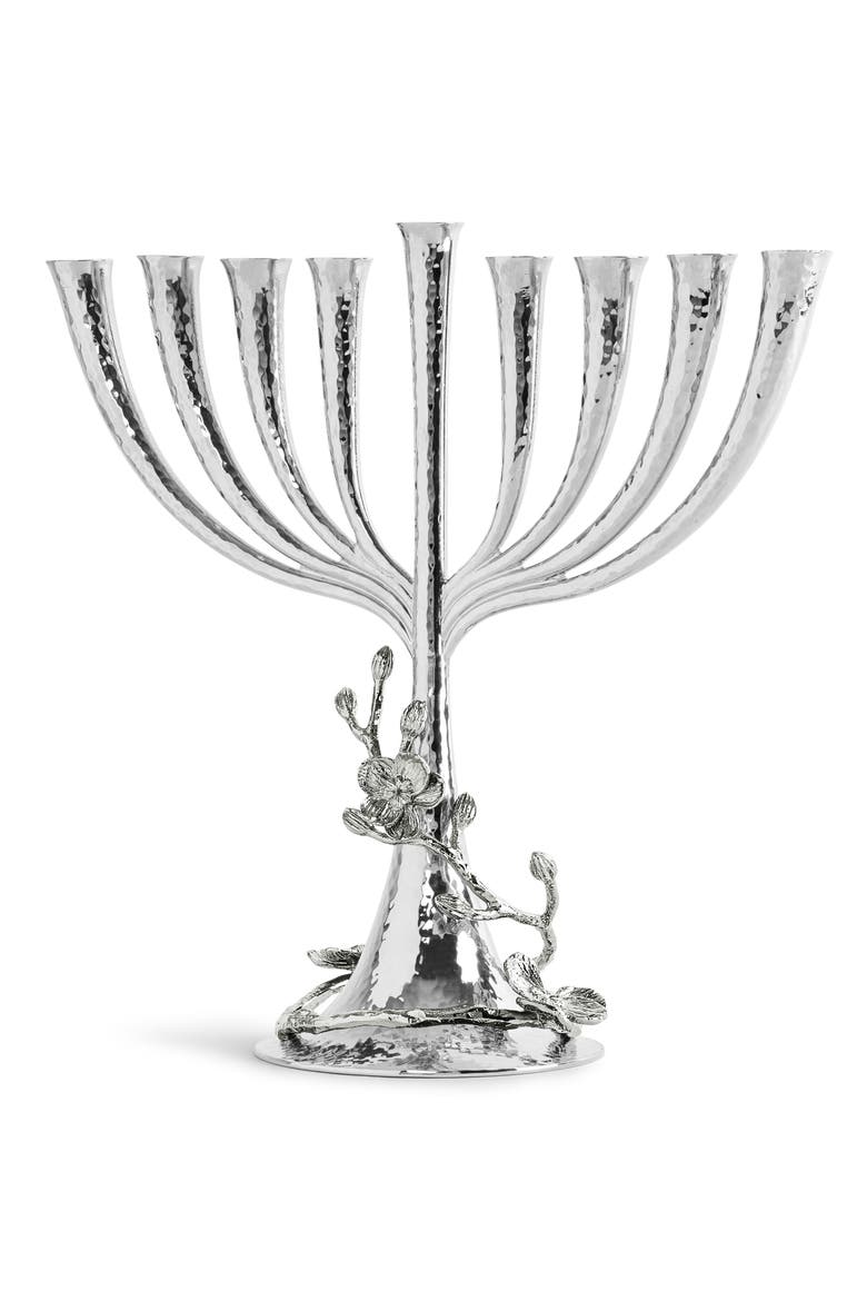 White Orchid Menorah, Alternate, color, SILVER