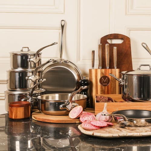 Mauviel M"cook 12 Piece Cookware Set With Cast Stainless Handles, Stainless Steel In Silver