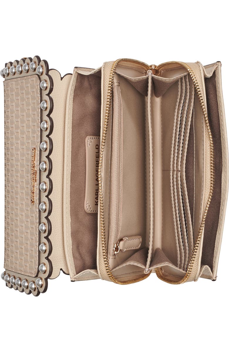 KARL LAGERFELD PARIS Lourdes Leather Crossbody, Alternate, color, Brie