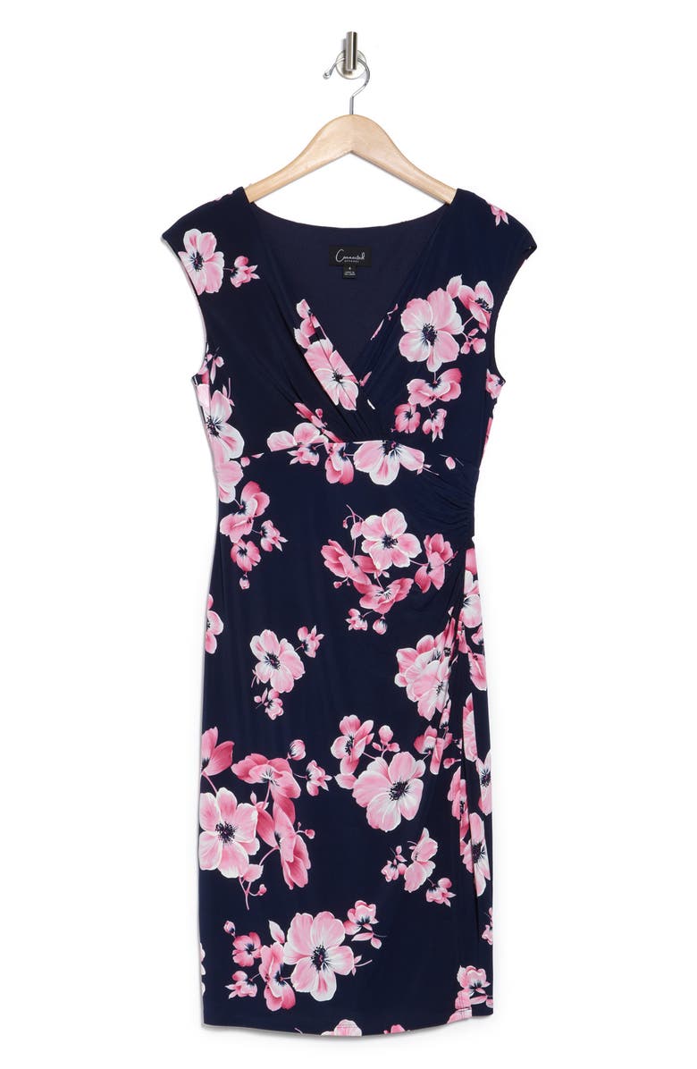 Connected Apparel Surplice V-Neck Fitted Knit Dress, Alternate, color, 