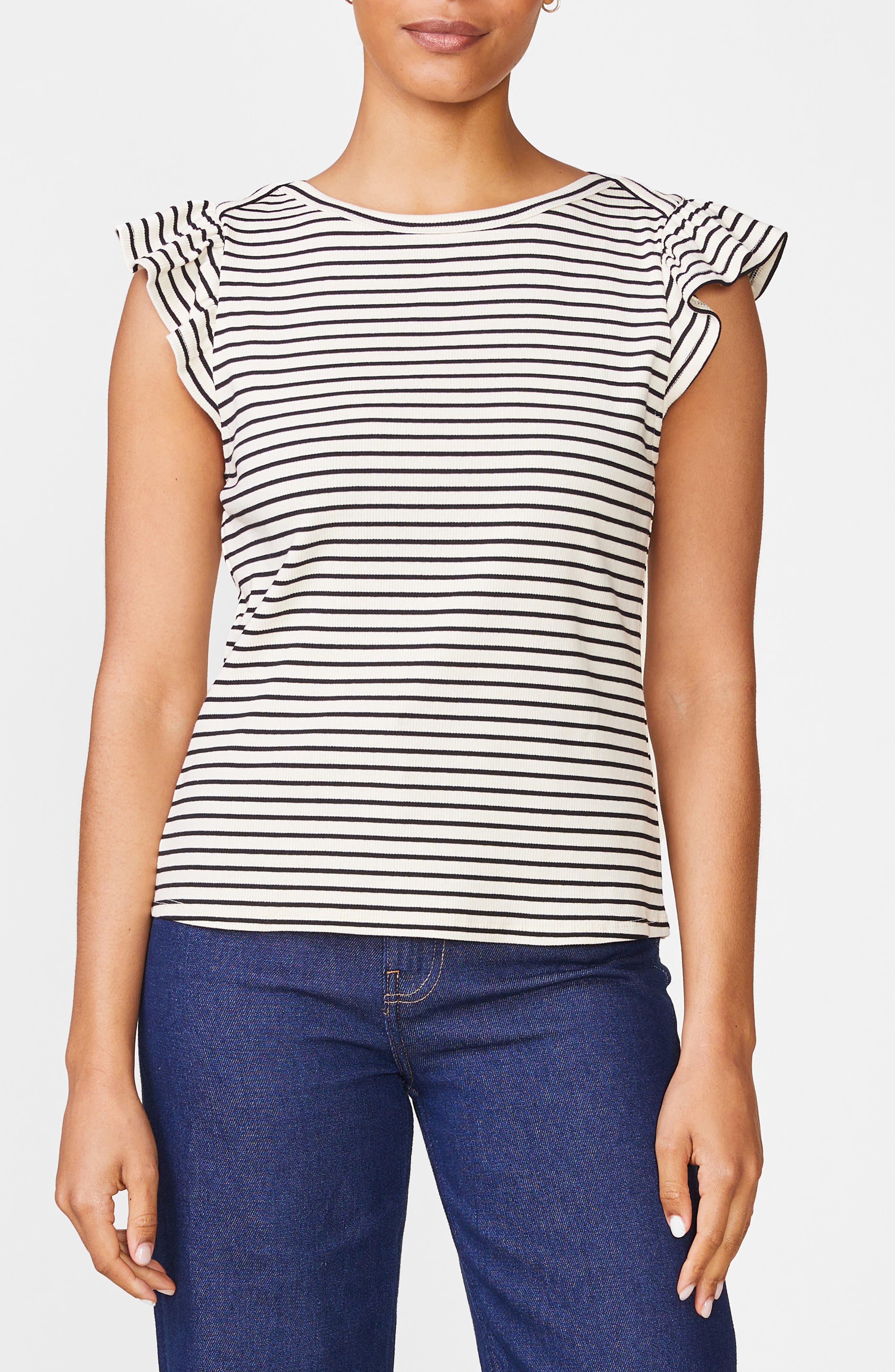 Flutter Sleeve Striped T-Shirt