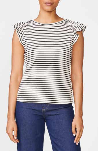 Flutter Sleeve Striped T-Shirt