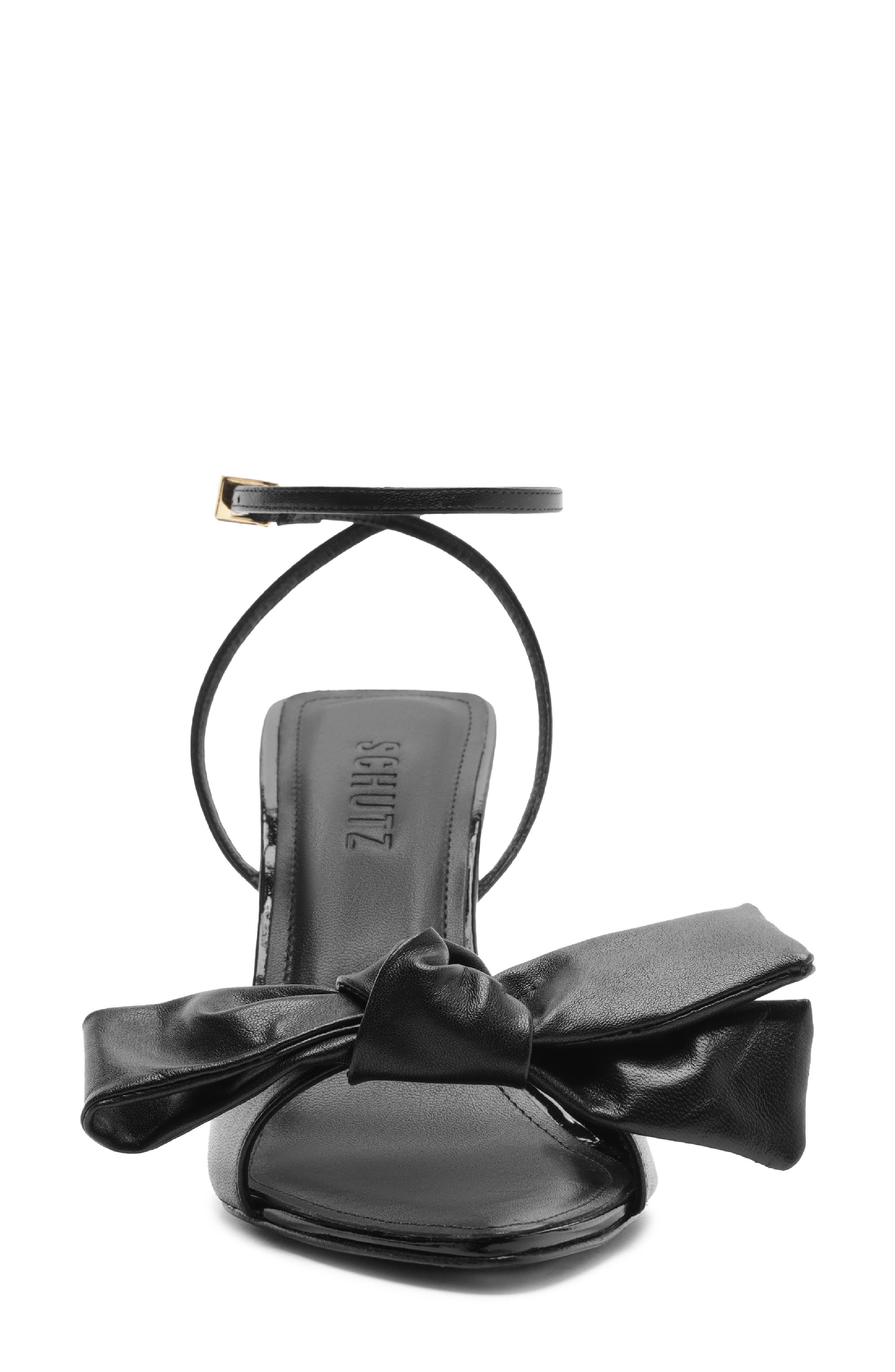 Schutz Elodie Bow Ankle Strap Sandal, Alternate, color, Black