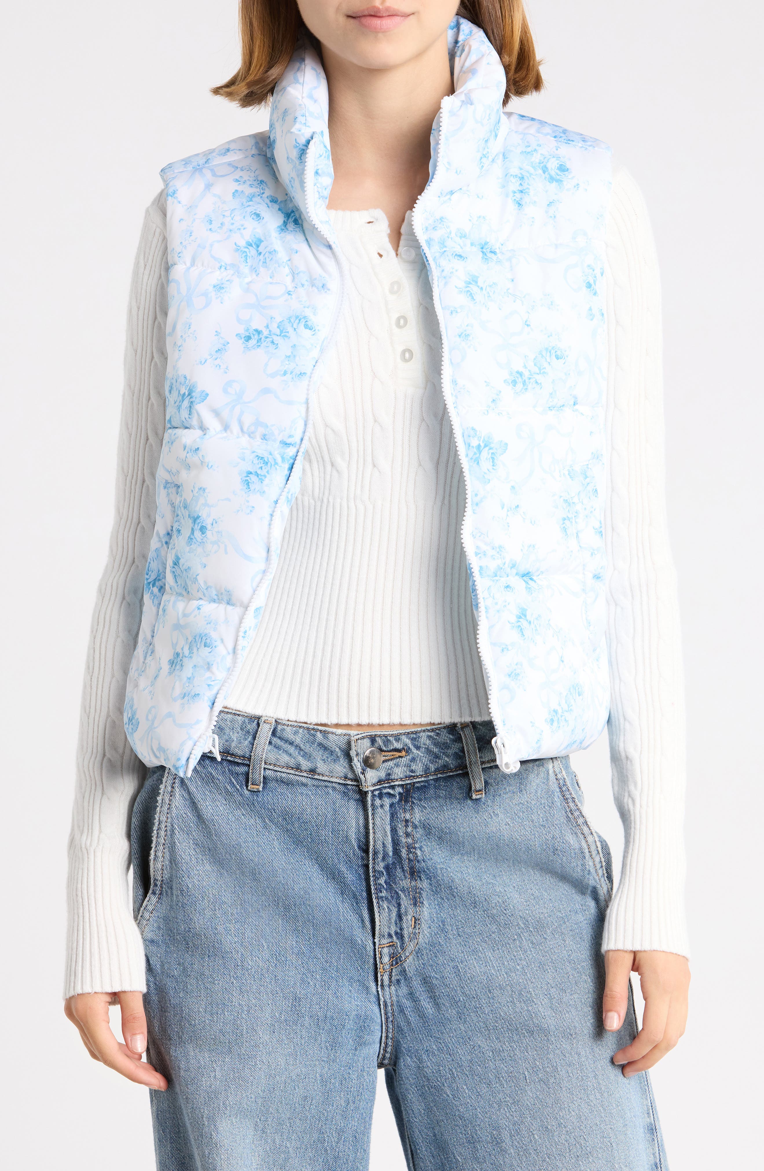 Striped Bungee Bottom Puffer Vest