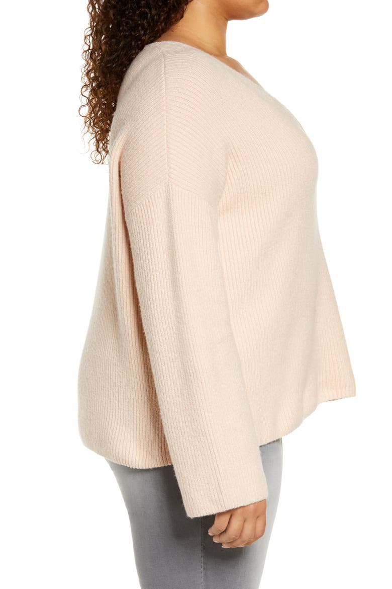 V-Neck Sweater, Alternate, color, PINK HERO
