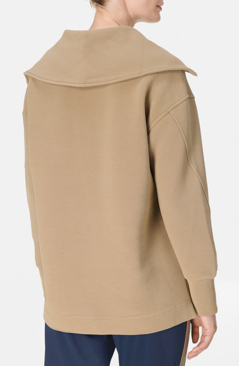 Sweaty Betty Peaceful Rib Half Zip Sweatshirt, Alternate, color, Sepia Brown