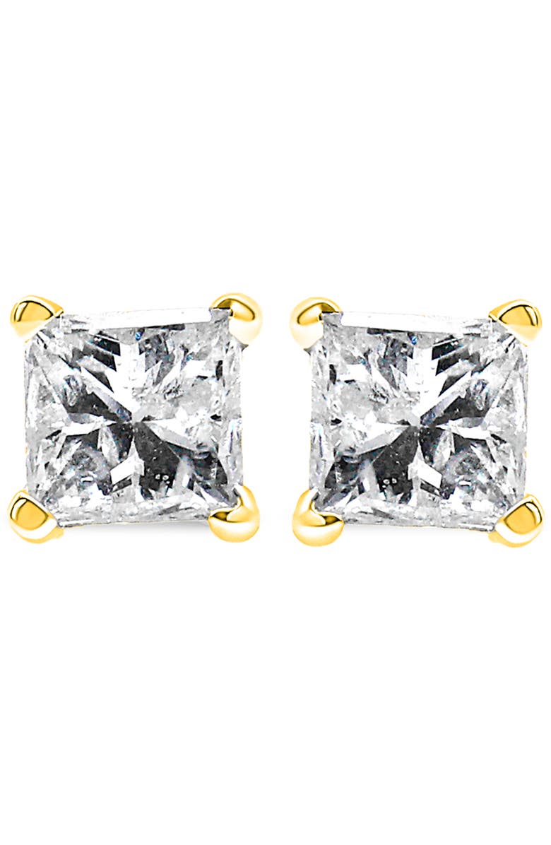 Haus of Brilliance 14K Yellow Gold 1/5 Ct Princess Petite Classic Square Stud Earrings, Alternate, color, Yellow