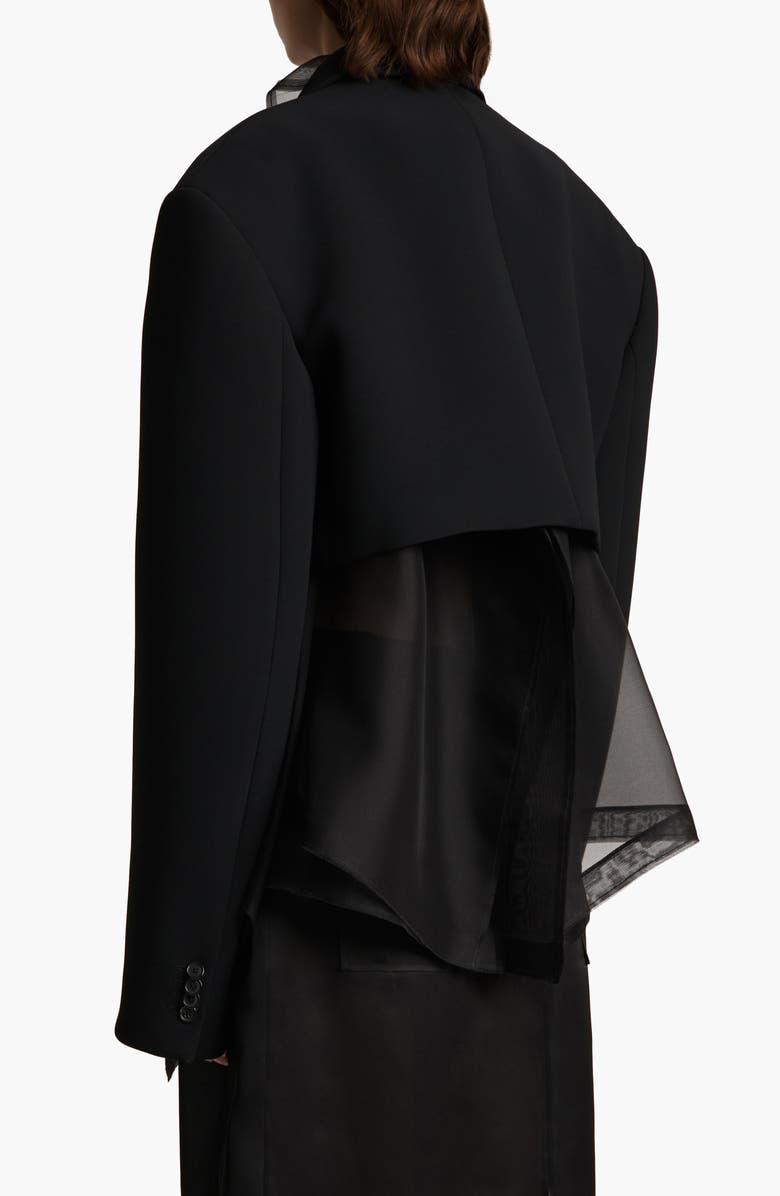 Khaite Nando Oversize Satin Back Crepe Crop Jacket, Alternate, color, Black