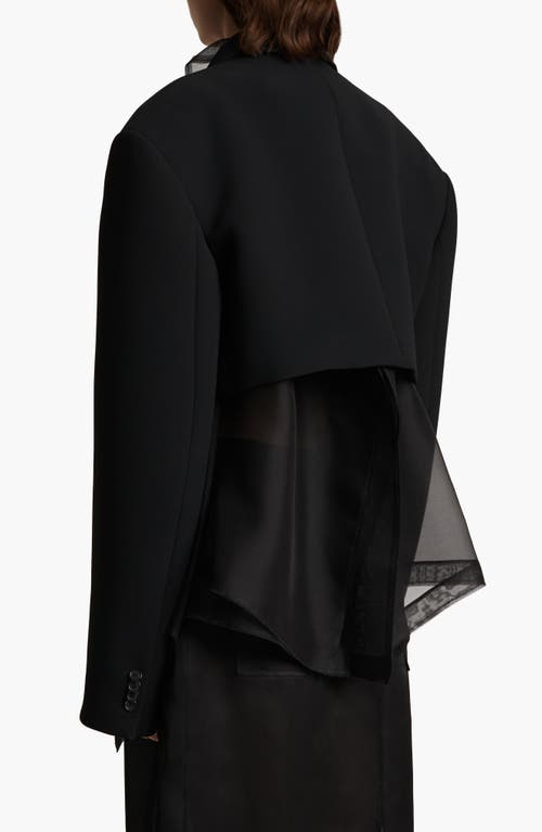 Khaite Nando Oversize Satin Back Crepe Crop Jacket In Black