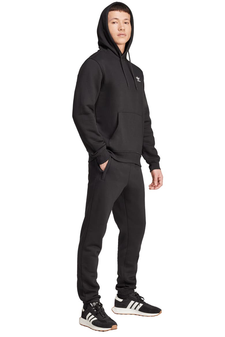 Essentials Trefoil Hoodie, Alternate, color, BLACK