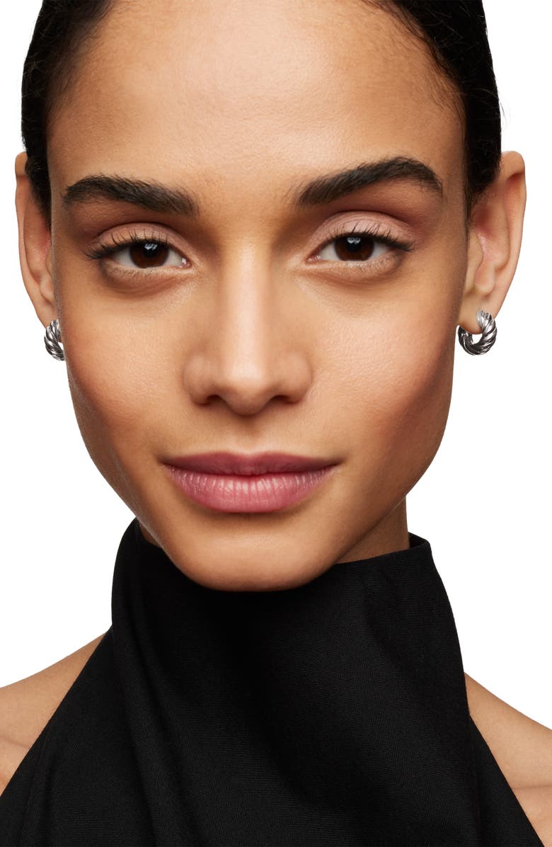 David Yurman Sculpted Cable Hoop Earrings in Sterling Silver, Alternate, color, Sterling Silver