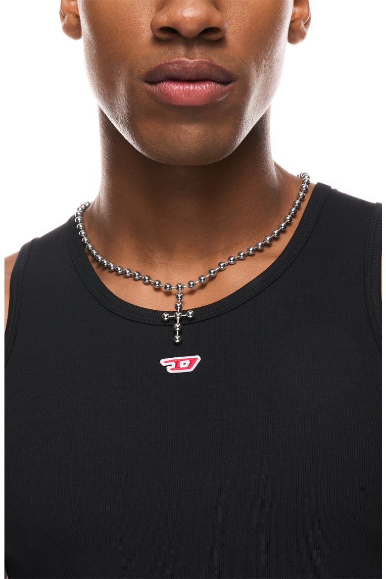 Ball Chain Single Cross Pendant Necklace, Alternate, color, SILVER