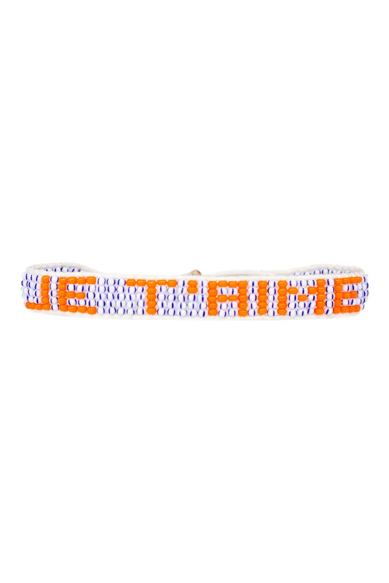 Je Taime Beaded Woven Bracelet, Main, color, STRIPE/ ORANGE