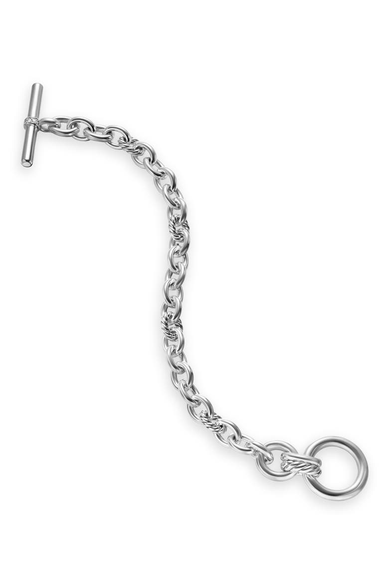 DY Mercer® Toggle Chain Bracelet in Sterling Silver with Diamonds, 12.7mm, Alternate, color, DIAMOND