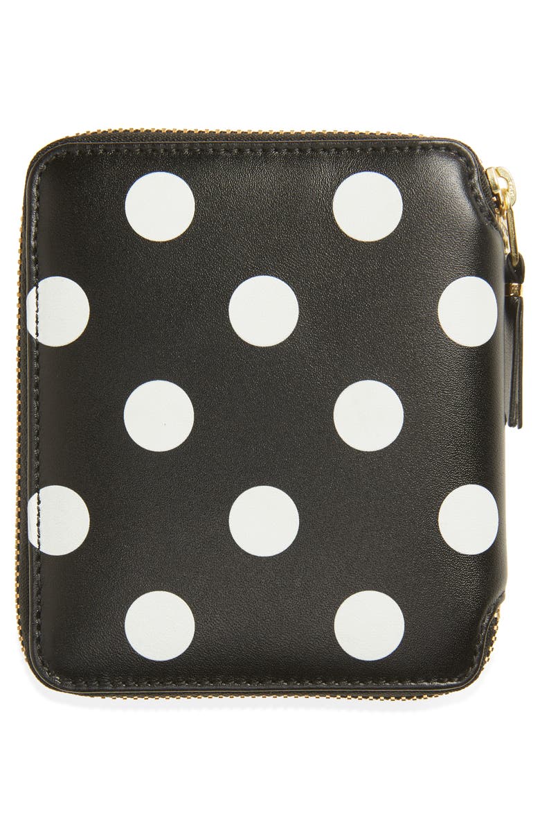 Comme des Garçons Wallets Dot Print Leather Wallet, Alternate, color, Black