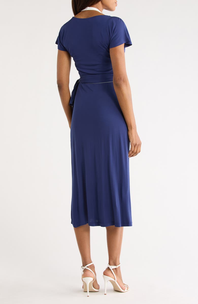 Diane von Furstenberg Kelly Short Sleeve Wrap Dress, Alternate, color, Classic Navy/ White
