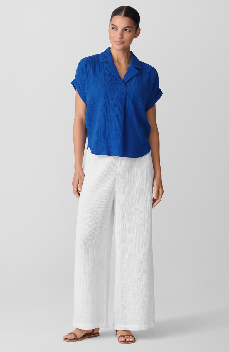 Eileen Fisher Notch Collar Roll Cuff Shirt, Alternate, color, Bluebird