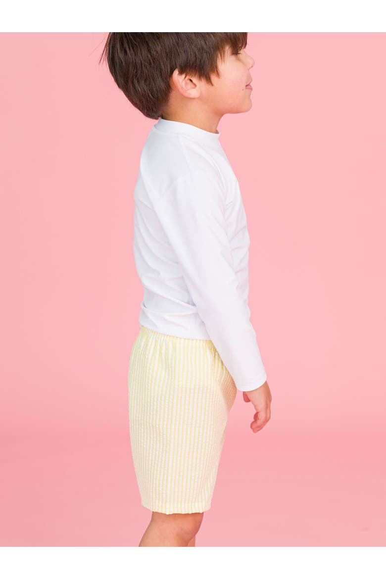 Toddler Boys UPF50+ Swim Trunks, Alternate, color, Banana Seersucker