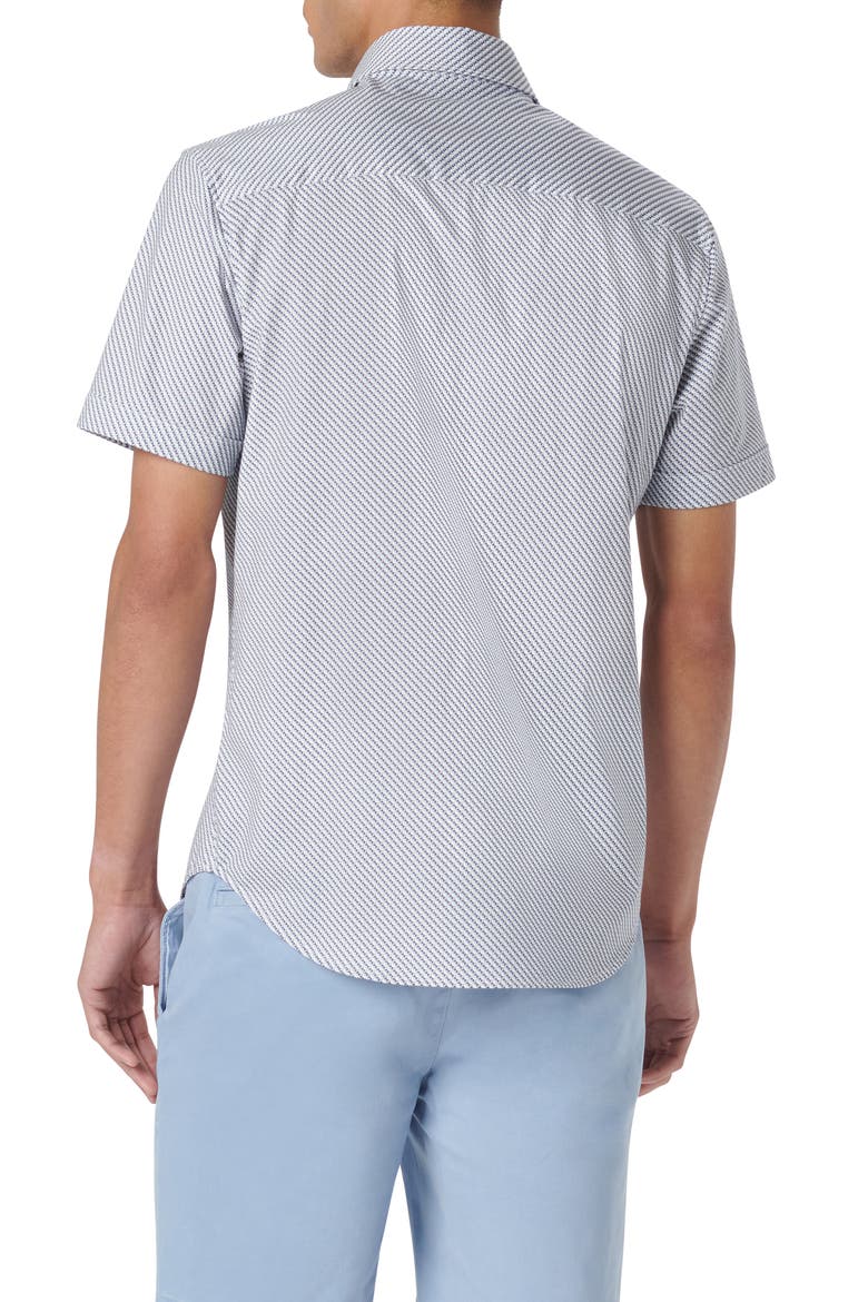Miles OoohCotton® Geometric Short Sleeve Button-Up Shirt, Alternate, color, RIVIERA
