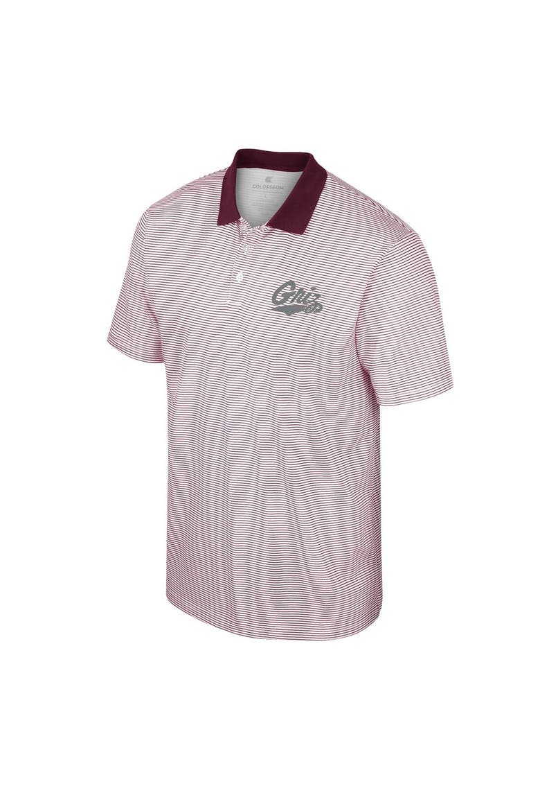 Men's Colosseum White/Maroon Montana Grizzlies Print Stripe Polo, Alternate, color, White