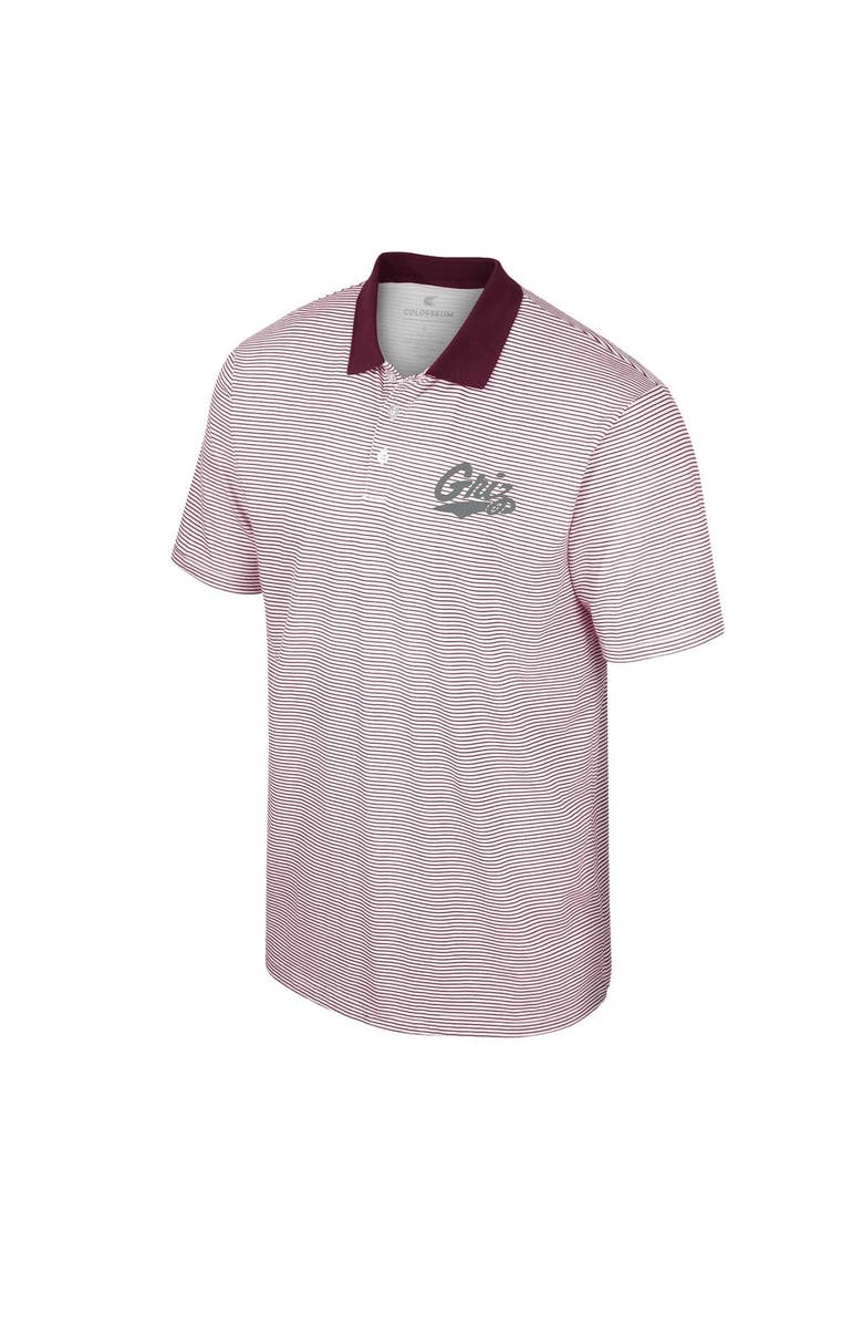 COLOSSEUM Men's Colosseum White/Maroon Montana Grizzlies Print Stripe Polo, Alternate, color, White