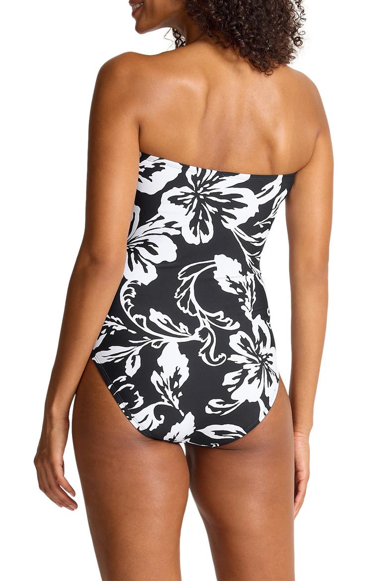 Sunset Blooms Underwire UPF 50+ One-Piece Swimsuit, Alternate, color, BLACK