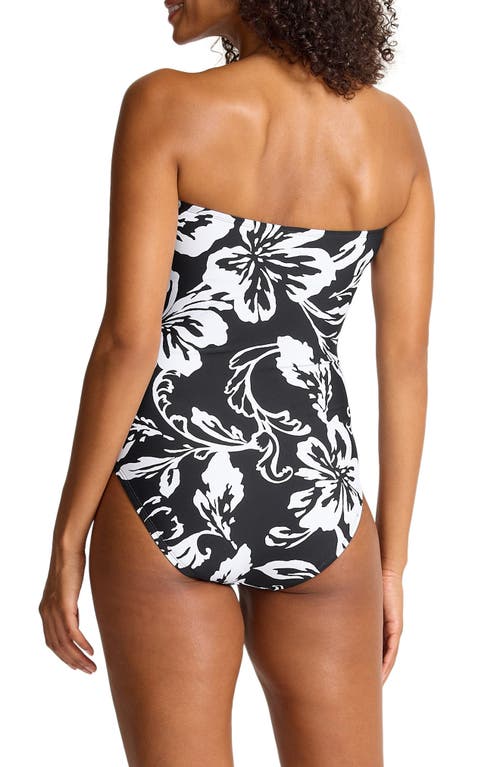 Tommy Bahama Sunset Blooms Underwire Upf 50+ One-piece Swimsuit In Black