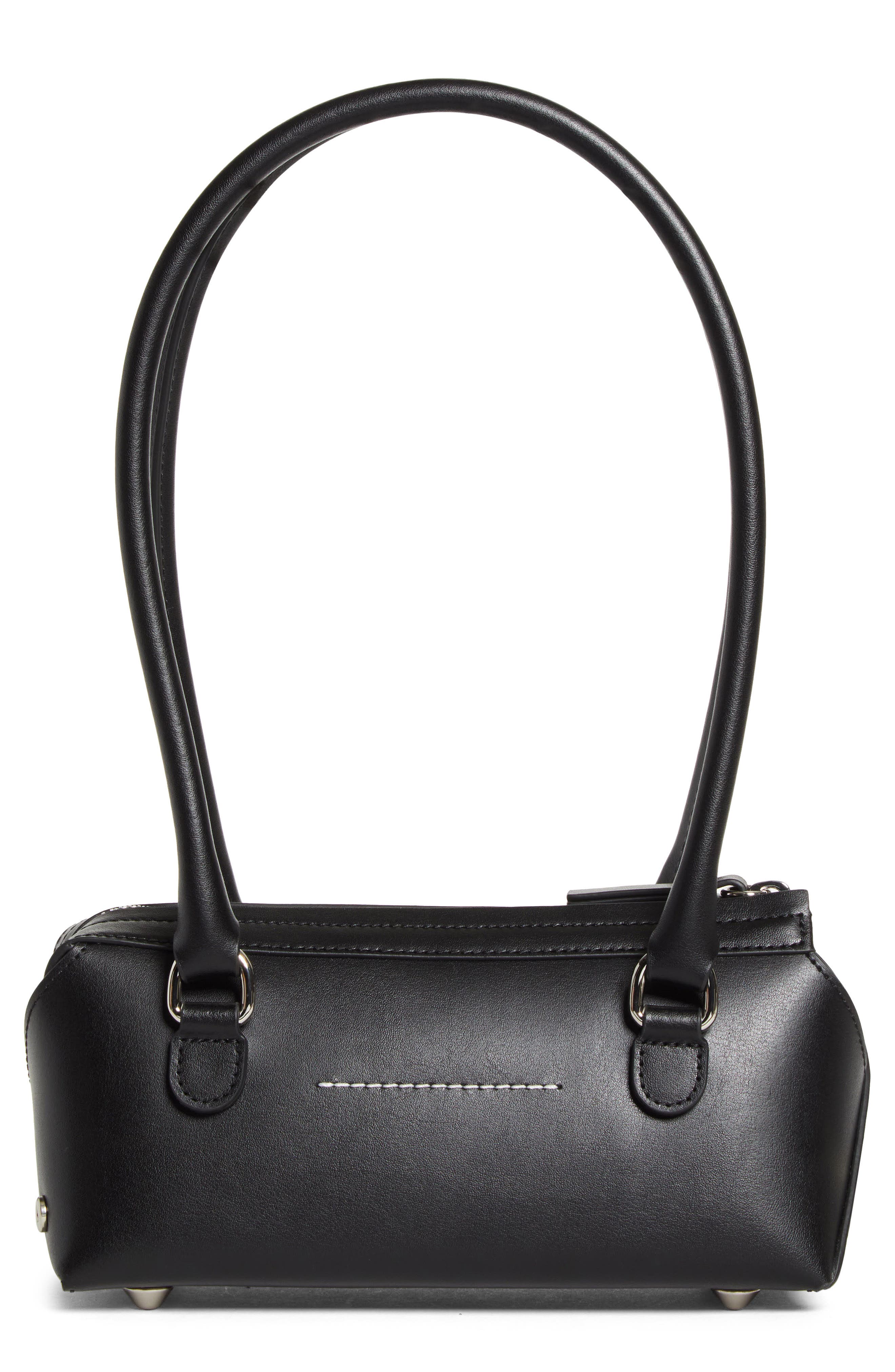 Mini New Bauletto Leather Shoulder Bag, Main, color, BLACK