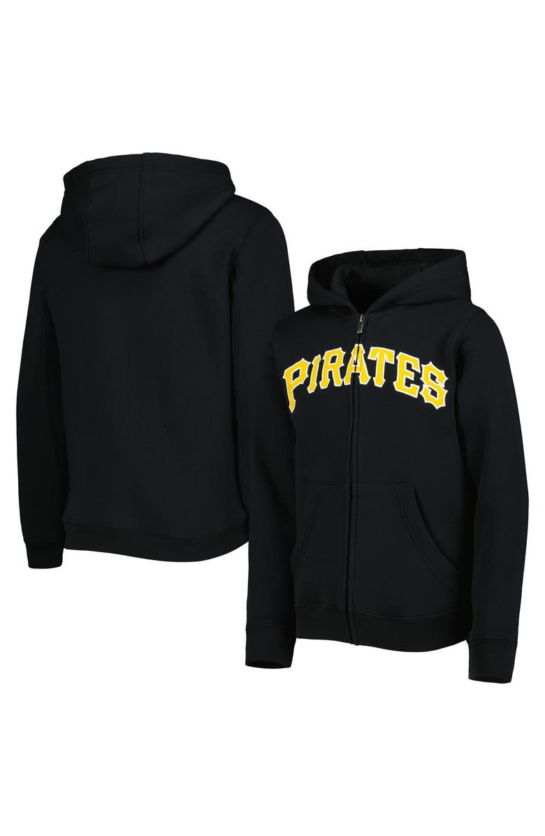 Outerstuff Youth Black Pittsburgh Pirates Wordmark Full-Zip Fleece Hoodie, Main, color, Black