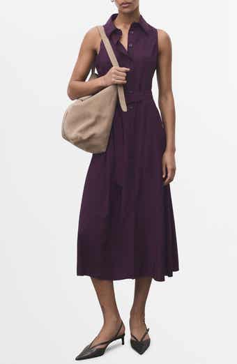 MANGO Belted Sleeveless Shirtdress