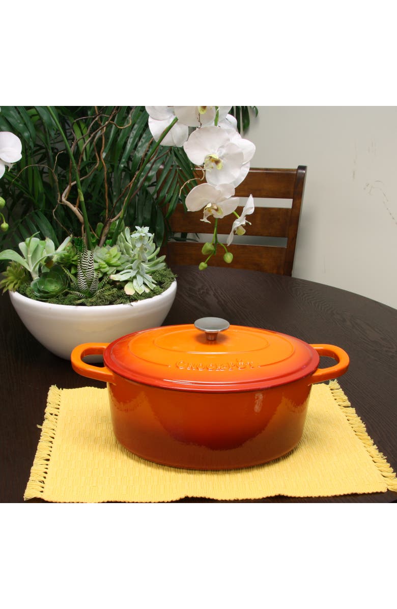 Crock-pot 7 Quart Enameled Cast Iron Oval Dutch Oven, Alternate, color, Orange