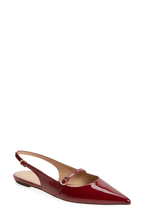 Stuart Weitzman Emilia Bordeaux Slingback Sandals With Adjustable Strap Closure In Patent Leather Woman In Burgundy