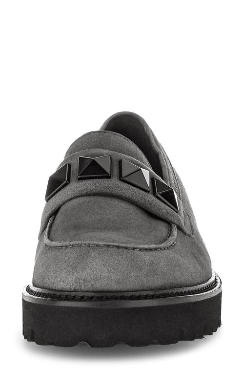 Gabor Studded Loafer In Soil In Gray