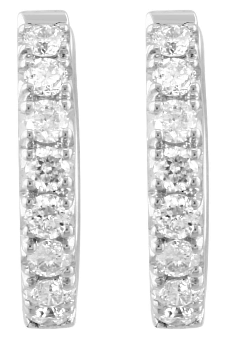 Sterling Silver Diamond Huggie Hoop Earrings, Alternate, color, SILVER