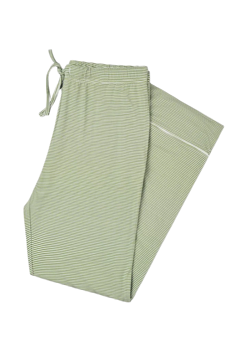 Women's Long Sleeve and Long Pants Pajama Set, Alternate, color, Evergreen Stripe