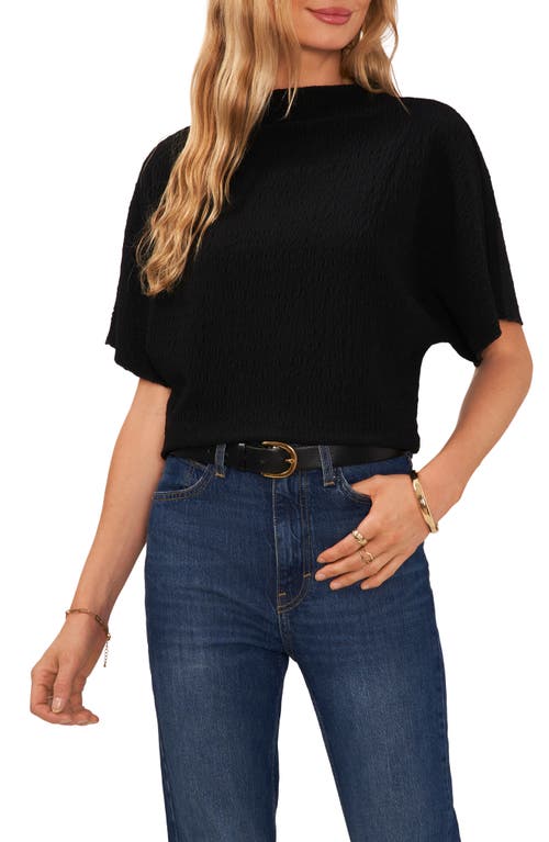 Shop Vince Camuto Textured Mock Neck Top In Rich Black