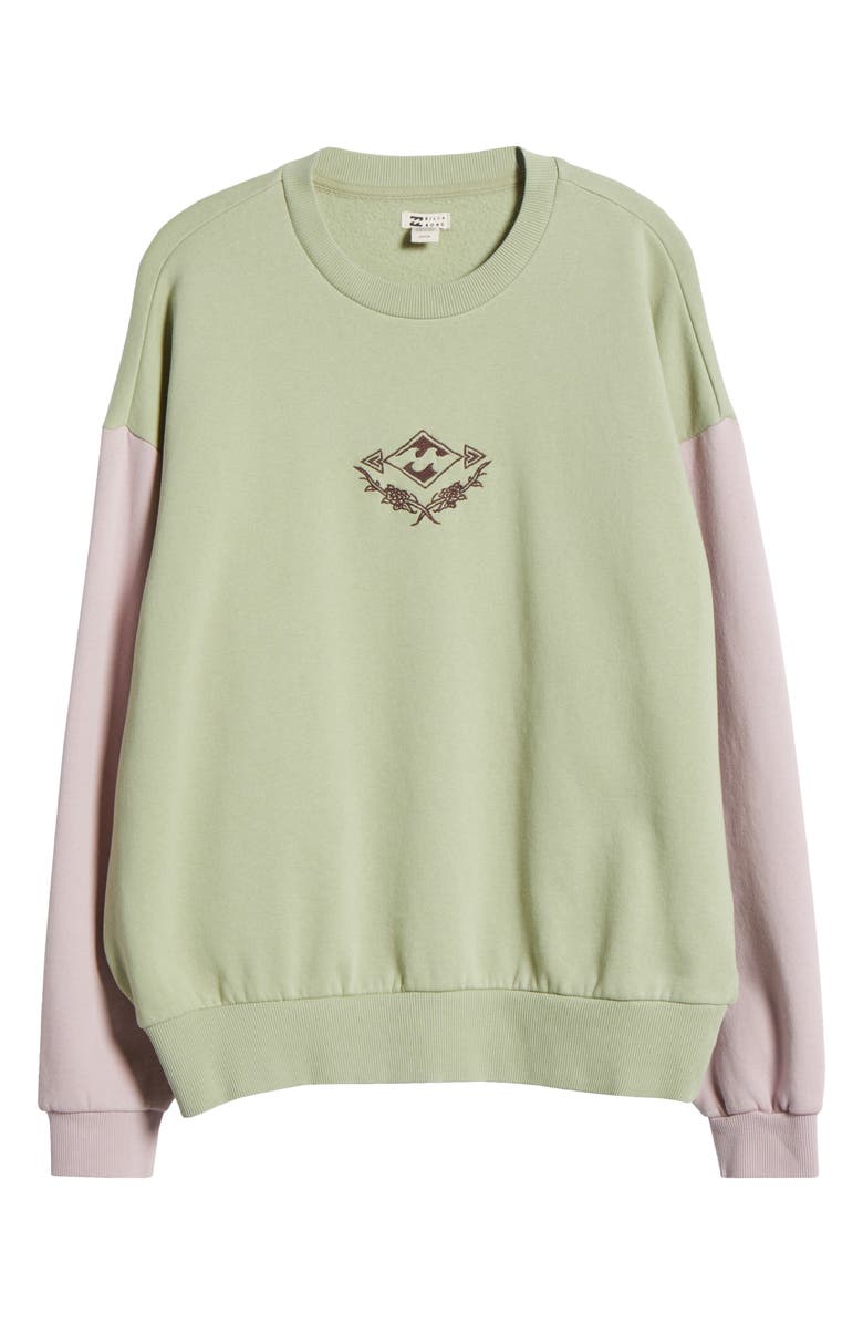 Billabong Original Vibes Kendal Embroidered Cotton Blend Fleece Sweatshirt, Alternate, color, Pistachio
