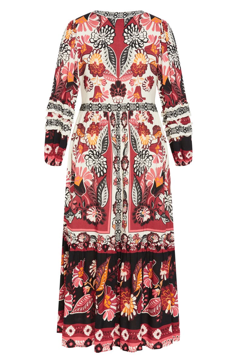 City Chic Malia Mixed Print Long Sleeve Maxi Dress, Alternate, color,