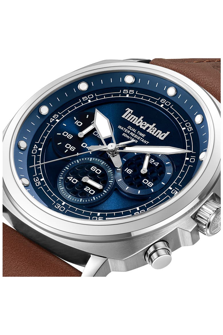 Williston Multifunction Chronograph Leather Strap Watch, 43.5mm x 46.5mm, Alternate, color, BROWN
