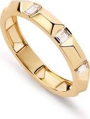 Ana Luisa Solid Yellow Gold - Astrid Diamond Station Ring