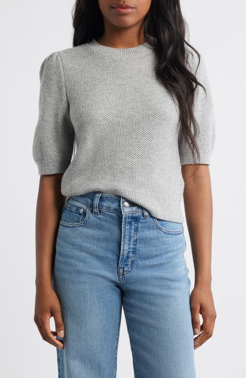 Puff-Sleeve Textured Sweater