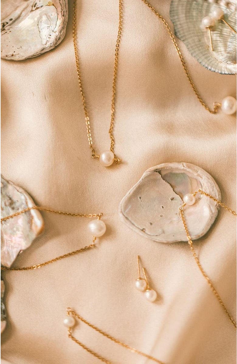 MADE BY MARY Pearl Stud Earrings, Alternate, color, Gold Vermeil