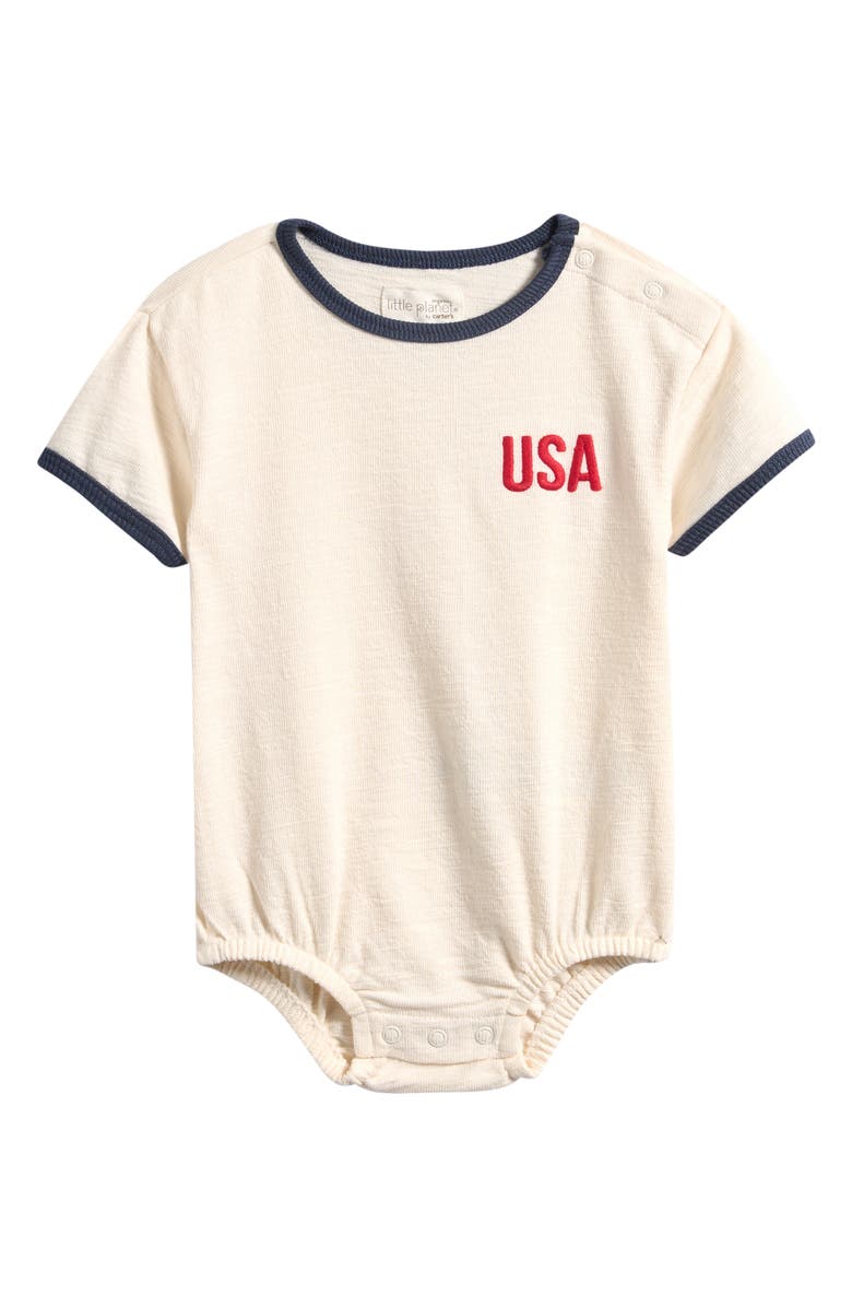 Little Planet USA Cotton Blend Knit Bubble Romper, Main, color, Usa