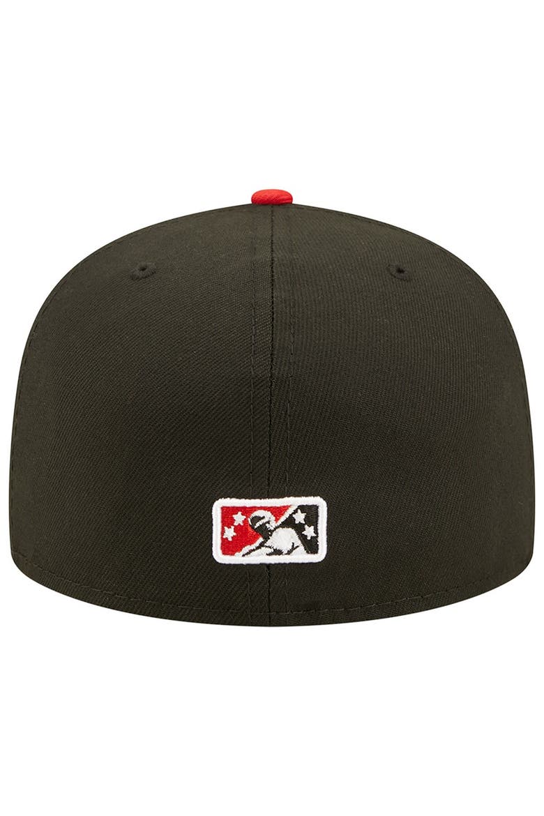 Men's New Era Black/Red Fresno Grizzlies Theme Night 59FIFTY Fitted Hat, Alternate, color, Black