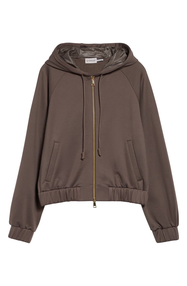 Moncler Fleece Zip Hoodie, Main, color, Beige