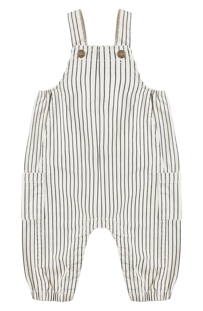 Rylee + Cru Pinstripe Cargo Cotton Overalls, Main, color, Natural
