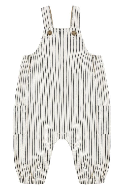 Rylee + Cru Pinstripe Cargo Cotton Overalls In Brown